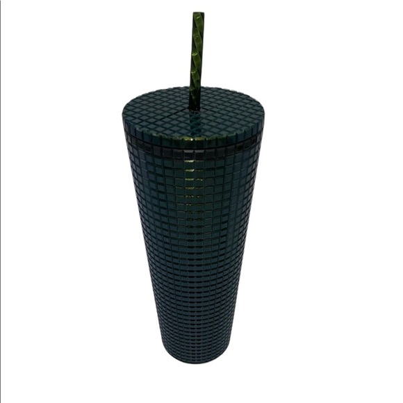 STARBUCKS Holiday 2021 Dark Green Grid Disco Tumbler NWT - Picture 4 of 5